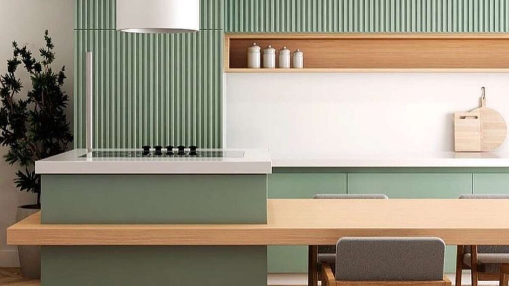 Saga Green Kitchen Cabinets