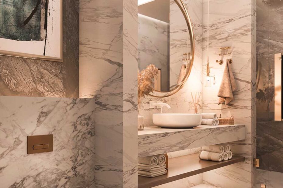 Stylish Bathroom With Warm Lighting