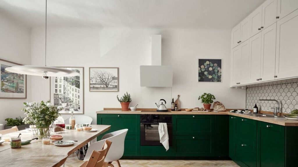 Green And White Kitchen