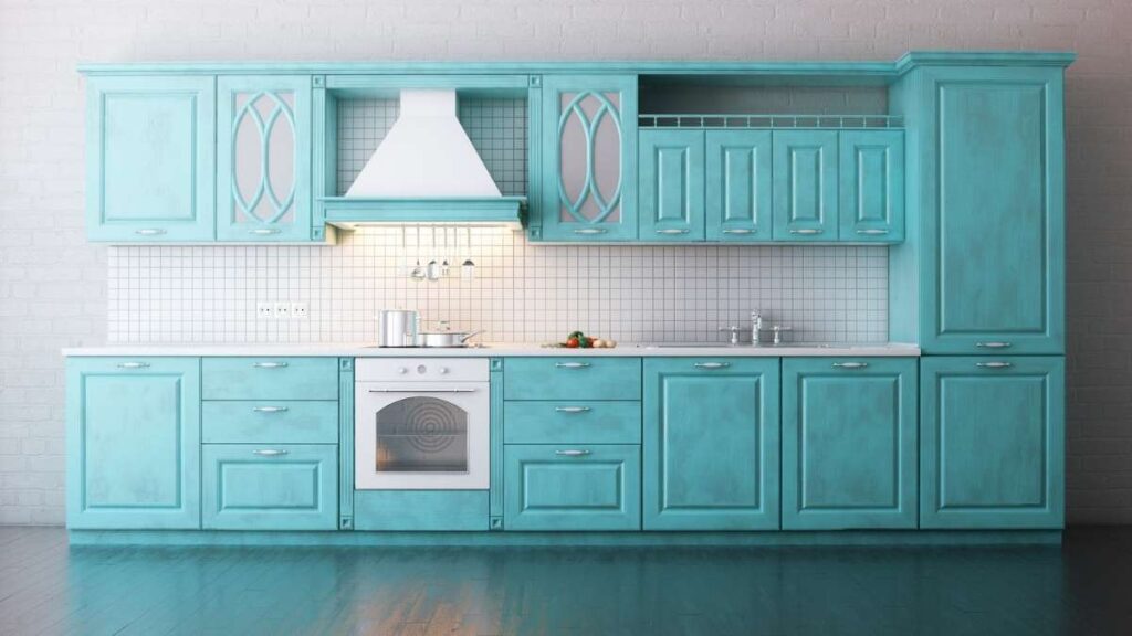 Turquoise Kitchen Cabinet