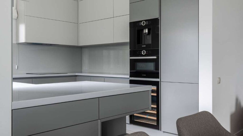 Cream And Gray Kitchen Cabinet