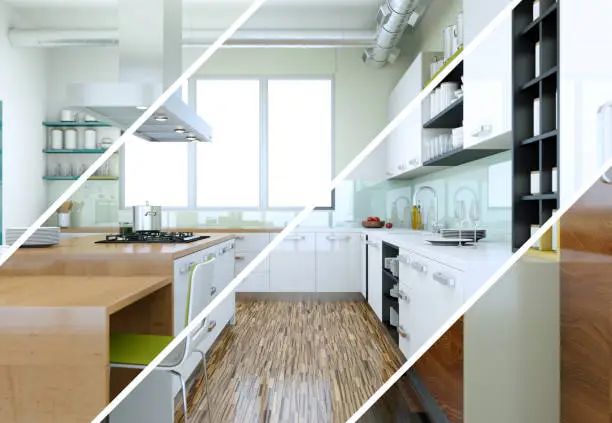 Cohesive kitchen and bathroom remodeling with matching finishes