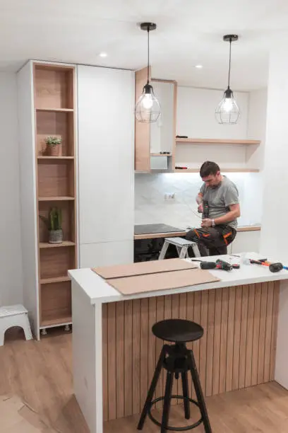 Small kitchen remodel with space-saving storage during renovation