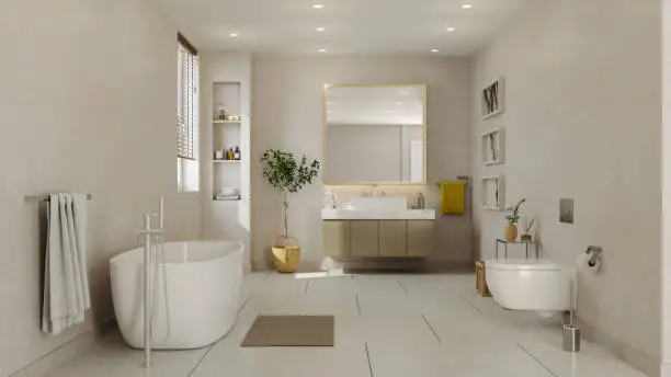 Small bathroom remodeling using large tiles, mirrors, and sliding door for a spacious feel.
