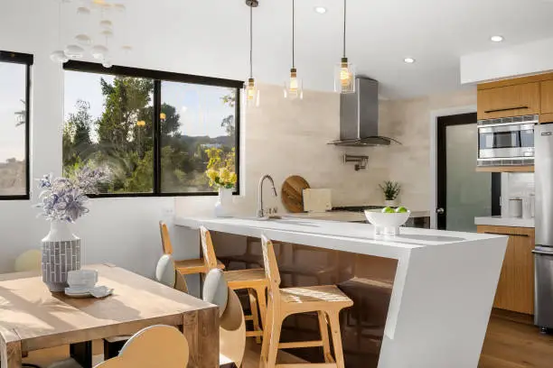 Kitchen and bathroom remodeling with modern fixtures and finishes