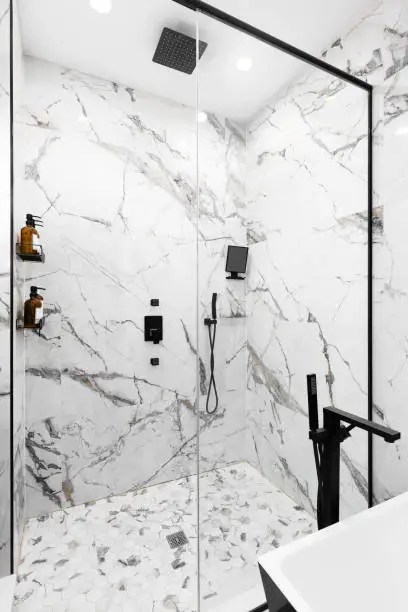 KBR Kitchen and Bath luxury walk-in shower bathroom remodel