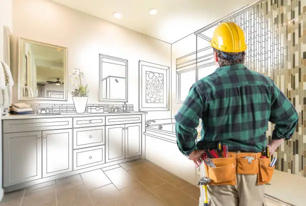 Professional kitchen and bathroom remodeling contractor at work