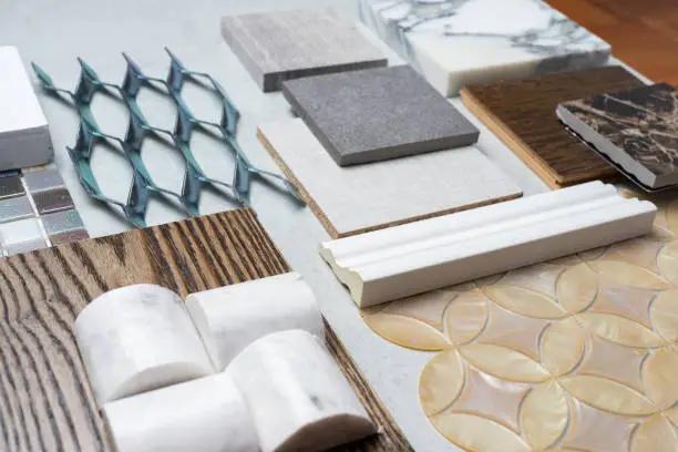 Bathroom renovation design board and materials from professional remodelers