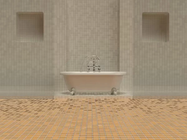 Contemporary walk-in shower and classic white bathtub in a modern bathroom upgrade