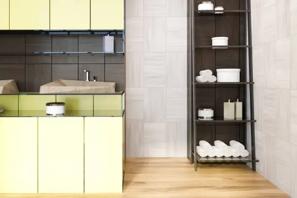 Stylish modern kitchen and bathroom with hidden storage that adds home resale value
