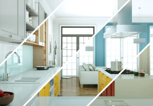 Modern kitchen and bathroom remodels showcasing thoughtful use of psychology of color