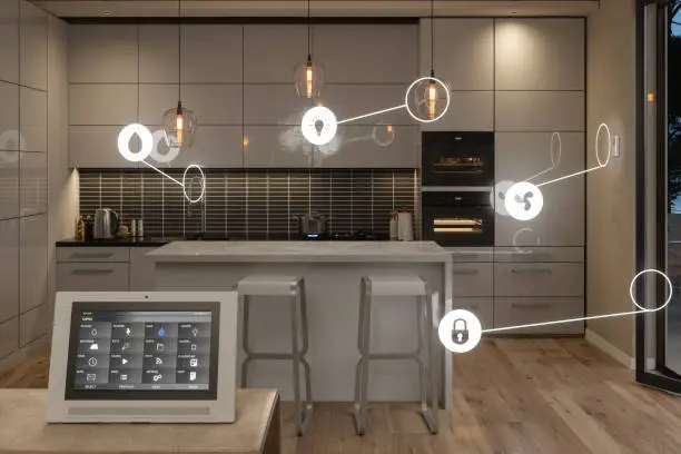 Modern smart home kitchen and bathroom upgrades with connected appliances