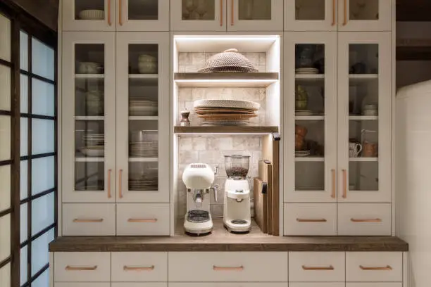 Kitchen remodel featuring a cozy coffee station and functional prep zones for daily use