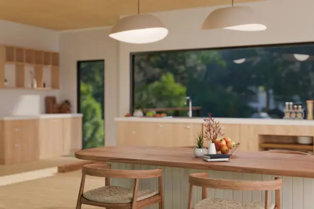 Open-plan kitchen with plenty of natural light and air flow, emphasizing indoor air quality and healthy living.
