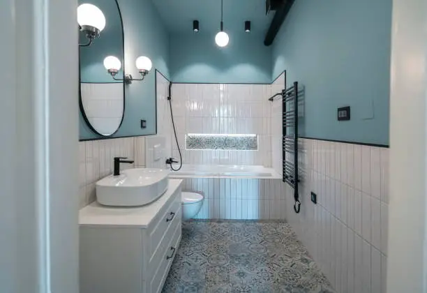 bathroom remodelers' past projects custom tile and lighting