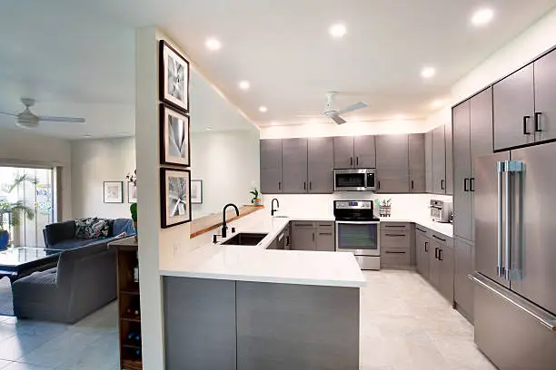 Modern kitchen remodel with noise-reducing features and soft-close cabinetry.