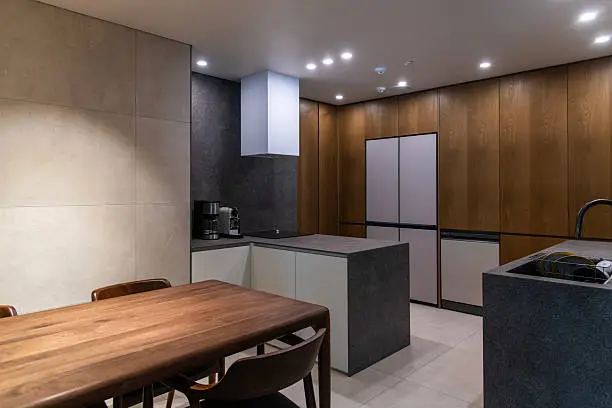 Modern kitchen and bathroom remodels with acoustic design elements and quiet ambiance