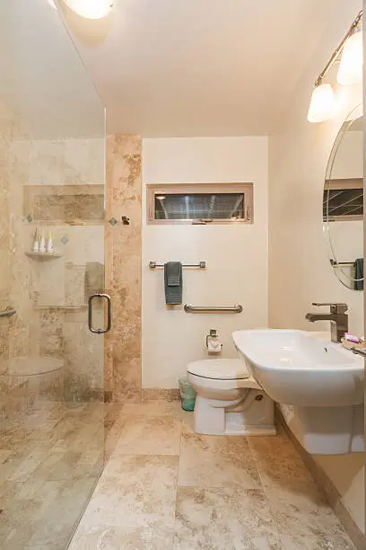Bathroom remodel with universal design for multi-generational use