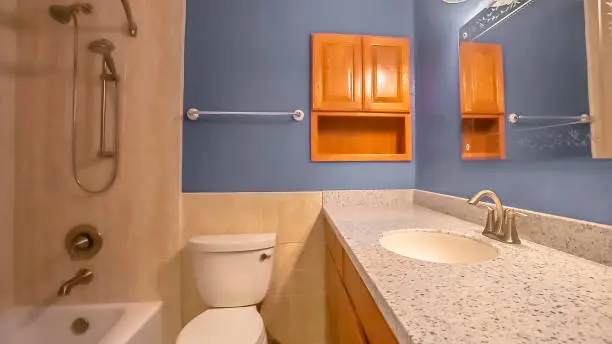 Affordable left-handed bathroom remodel, crafted by KBR’s kitchen and bathroom remodel contractors.