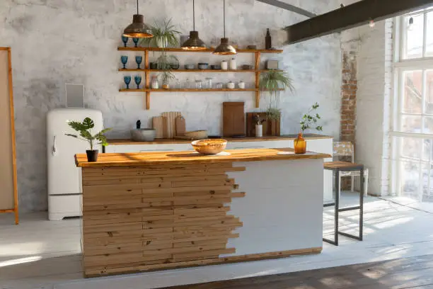 Eco-friendly kitchen with reclaimed wood, showcasing KBR Kitchen & Bath’s zero-waste kitchen and bathroom remodeling.