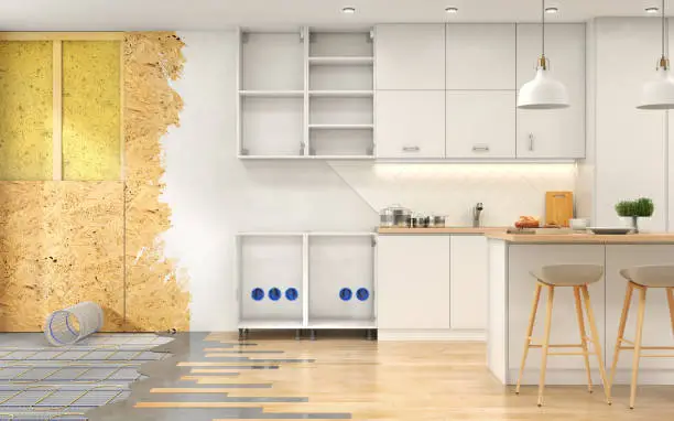 Soundproofing for kitchen remodel near me with sound-absorbing cabinets for comfort by KBR Kitchen & Bath.