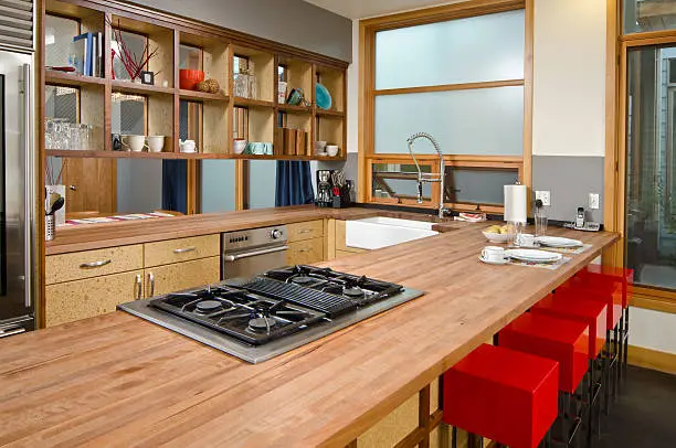 Remodeling with sustainable bamboo countertops in a kitchen remodel near me, boosting eco-value by KBR Kitchen & Bath.