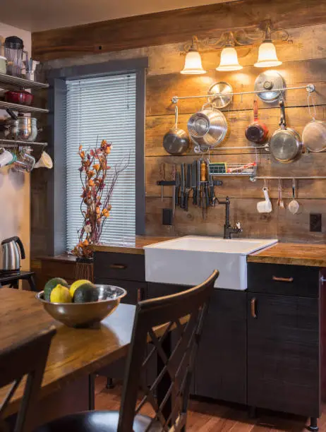 Kitchen with reclaimed countertops, crafted by KBR’s kitchen remodel contractors for sustainable remodeling.