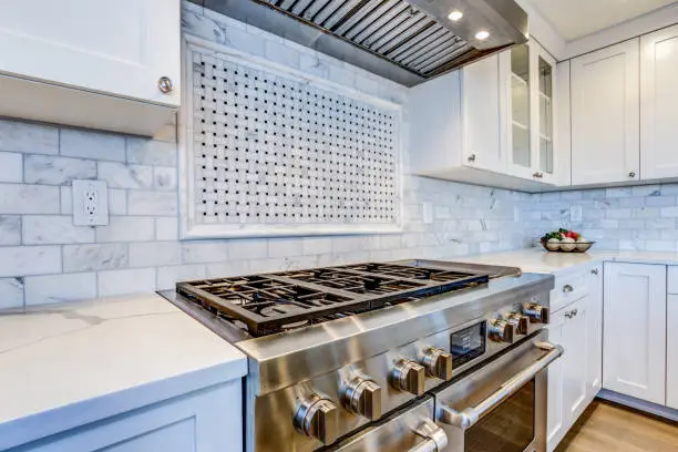 Chefs’ dream kitchen by KBR’s kitchen remodel contractors with pro appliances in Fairfax showrooms.