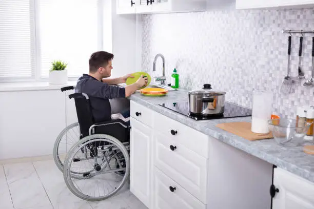Shared kitchen and bathroom with accessible designs