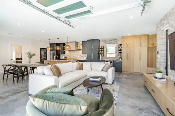 Cohesive home with unified kitchen and living spaces