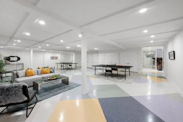 Spacious basement with open layout and modern features