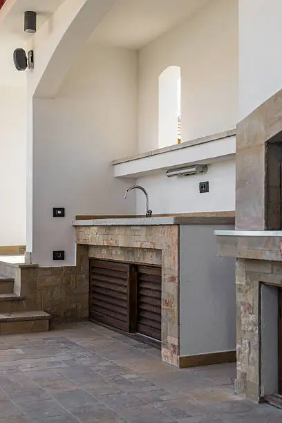 installation of outdoor kitchen with strong base and lasting finishes